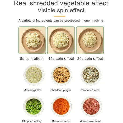 Cordless Electric Chopper, Portable Mini Garlic Chopper Vegetable Chopper With Ginger Pepper Onion Cleaning Brush (Green) - Image 4