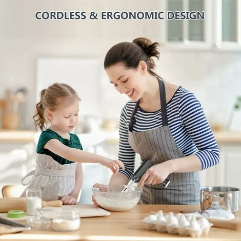 Cordless Electric Whisk Electric Whisk 3 Beaters 3 Adjustable Speeds - Image 4