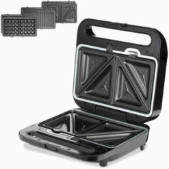 Monzana Sandwich Maker 3-in-1 Sandwich Toaster 3 Removable Sandwich Grill Waffle Plates 1000W Non-Stick Coating