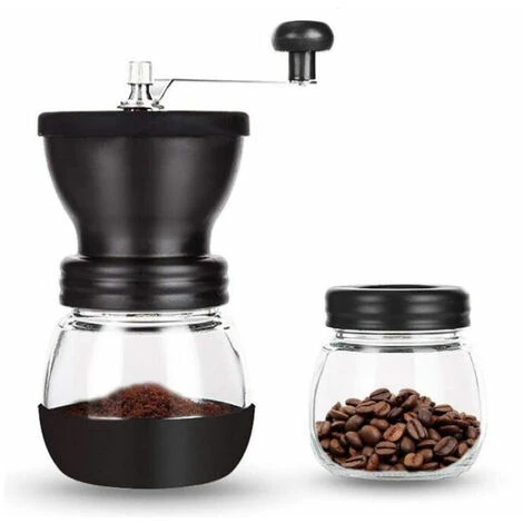 Manual Coffee Grinder Adjustable Coarse Ceramic Grinder Hand Held Coffee Grinder Compact Crank Handle For Home, Office And Travel With Brush, Spoon - Image 2