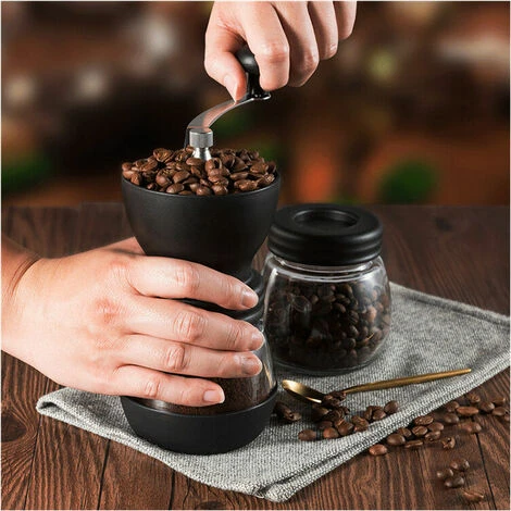 Manual Coffee Grinder Adjustable Coarse Ceramic Grinder Hand Held Coffee Grinder Compact Crank Handle For Home, Office And Travel With Brush, Spoon - Image 4