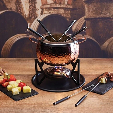 Artesa Hammered Copper Fondue Set - Image 2