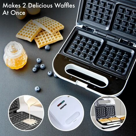 Electric Waffle Iron Maker Belgian Non-Stick 2 Slice Deep Plates 700W Geepas - Image 5