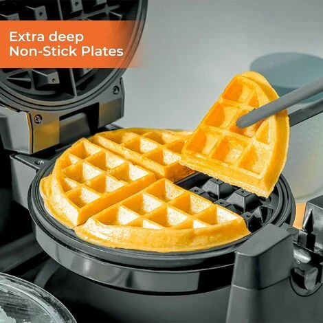 Geepas Rotating Belgian Waffle Maker Machine Waffle Iron Non-Stick Plates 1000W - Image 4