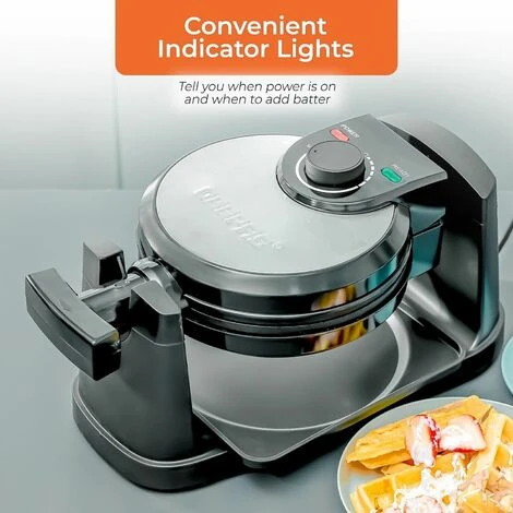 Geepas Rotating Belgian Waffle Maker Machine Waffle Iron Non-Stick Plates 1000W - Image 5