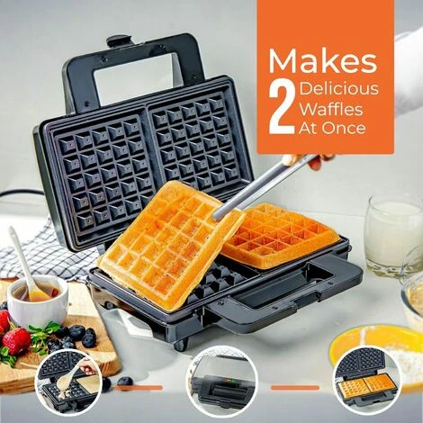Deep Fill Waffle Maker Iron Non-Stick Cooking Plates Belgian Waffle 1000W Geepas - Image 3