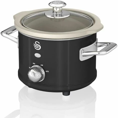 Swan 1.5L Slow Cooker Retro Black - Image 2