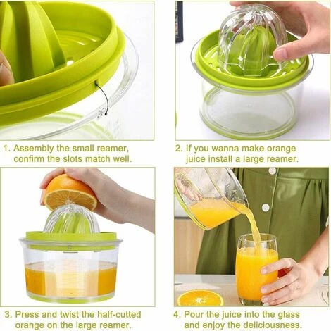 Manual Citrus Squeezer Lemon Squeezer, 4 In 1 Citrus Squeezer Manual Orange Squeezer, Orange Squeezer With 400ml Container, Plastic Lemon Squeezer, Citrus Squeezer, Citrus And Fruit Squeezer, Multi-Wa - Image 2