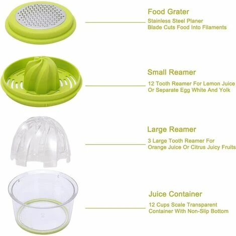 Manual Citrus Squeezer Lemon Squeezer, 4 In 1 Citrus Squeezer Manual Orange Squeezer, Orange Squeezer With 400ml Container, Plastic Lemon Squeezer, Citrus Squeezer, Citrus And Fruit Squeezer, Multi-Wa - Image 3