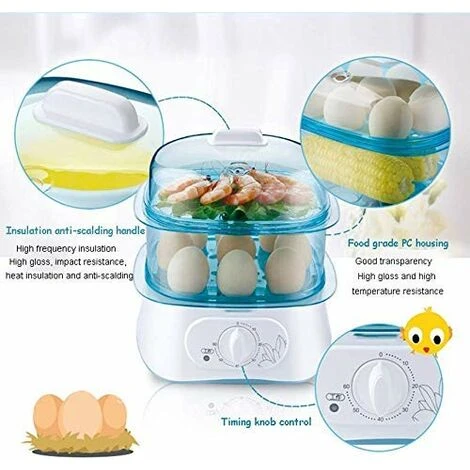 Small Steamer 2 Layer Electric Steamer Basket Free Stacking BPA Free 60 Minute Timer - Image 3