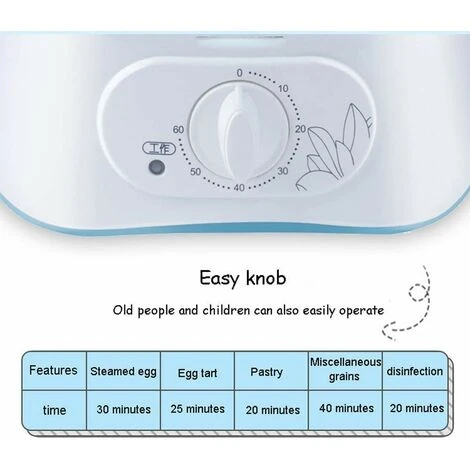 Small Steamer 2 Layer Electric Steamer Basket Free Stacking BPA Free 60 Minute Timer - Image 4