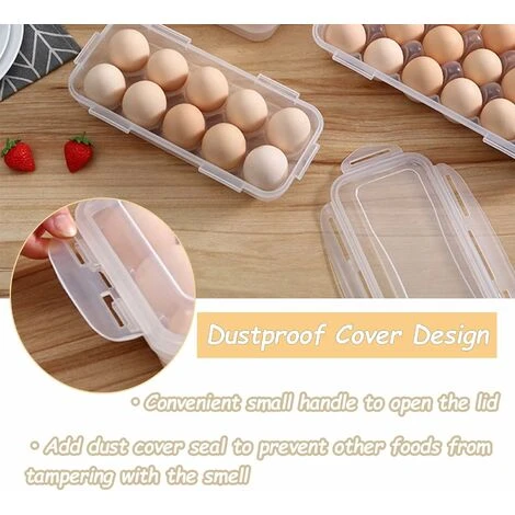 Pieces Fridge Egg Box, Clear Plastic Egg Box, Fridge Egg Box With Lid, Stackable Egg Holder, 10 Egg Capacity (Clear) - Image 4