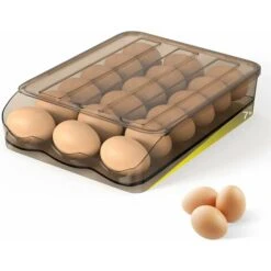 Egg Box Refrigerator Storage With Lid 18 Eggs With Tilt Angle Automatic Filling