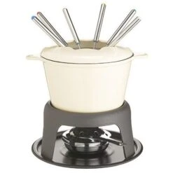 Master Class Cast Iron Enamelled Beige Fondue Set