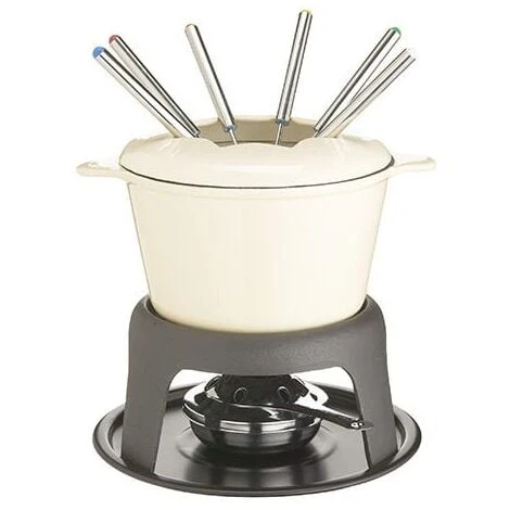 Master Class Cast Iron Enamelled Beige Fondue Set