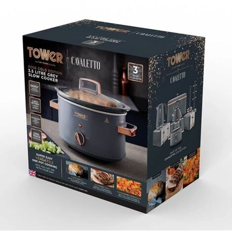 Tower Cavaletto 3.5 Litre Slow Cooker Grey - Image 2