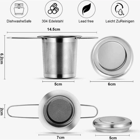 Tea Filter, Stainless Steel Tea Strainer, Tea Strainer, Tea Infuser Tea Strainer With Lid, Fine Hole Tea Filter, Foldable Handle Design Suitable For Cups/Teapot - Image 2