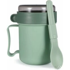 Microwaveable Soup Mug With Lid And Spoon Soup To-Go Container Cereal Cup With Lid For Soups Noodles Hot Cereals And More Reusable - MODOU