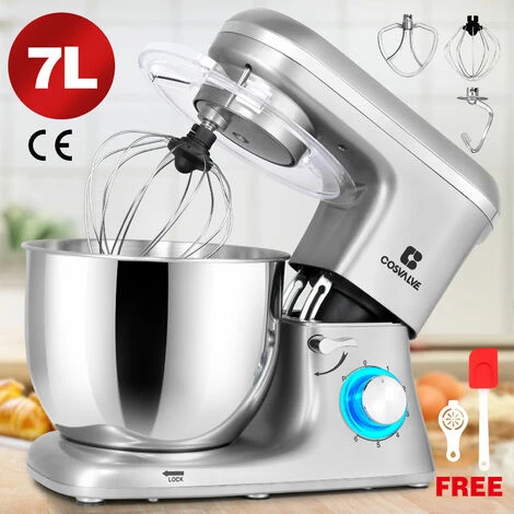 Pro Electric Food Stand Mixer Tilt-Head 6 Speed Stainless Steel Bowl 1400W,7L