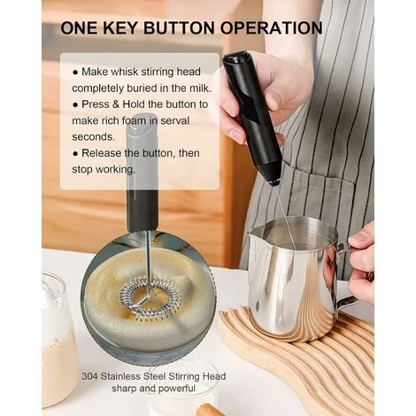 Handheld Milk Frother, Battery Powered Drink Mixer For Matcha Coffee, Portable Electric Whisk Drink Mixer Mini Foam Maker - Image 3