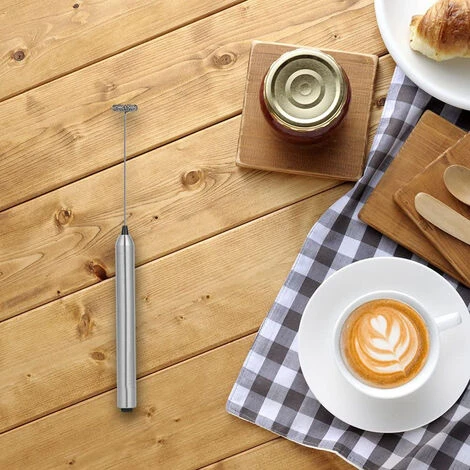 Portable Milk Frother, Battery Operated Portable Electric Milk Frother Coffee Maker Latte Cappuccino 304 Stainless Steel Whisk - Image 2