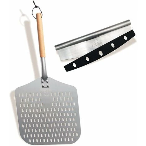 Perforated Pizza Peel, Professional 12 X 14 Car Peeled Alumina Anodized Blade With Removable Wooden Handle For Homemade Pizza