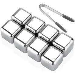 Stainless Steel Ice Cubes, Reusable Whiskey Wine Chilling Stones