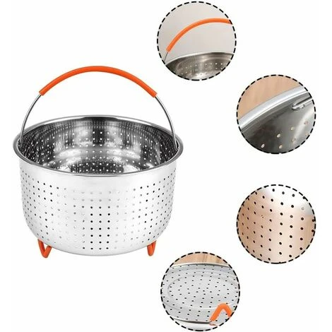 Stainless Steel Steamer Basket Instant Steamer Basket With Silicone Covered Handle Cooking Vegetables And Food - Image 2