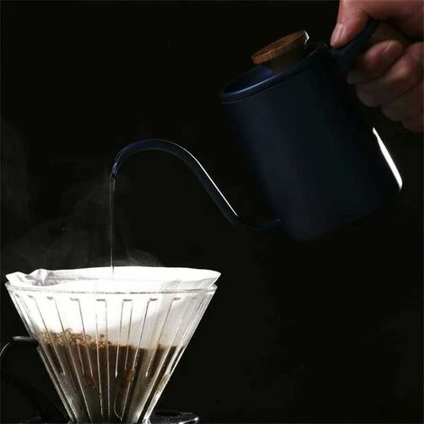 Coffee Pot Solid Wood Handle Fine Mouth Gooseneck Vertical Pot Drip Coffee Maker 350ml - Image 2