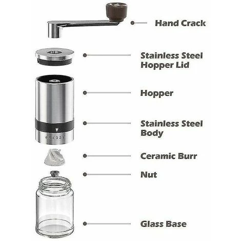 Manual Coffee Grinder, Manual Coffee Grinder With Crank (6 Speeds) - Image 3