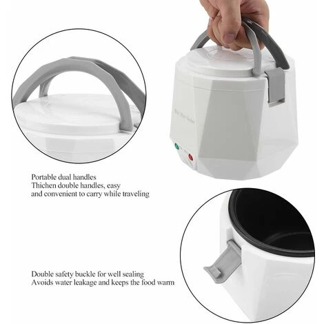 12V 100W 1.3 L Electric Portable Multifunctional Rice Cooker Food Steamer For Car White - Image 4