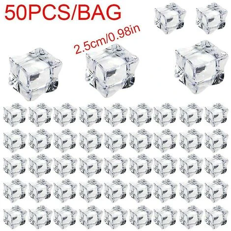 50pcs Clear Fake Shaved Ice Rocks Ice Cubes Slime Fillers Square Ice Cube, 25mm X 50PCS, 11 - Image 2