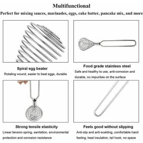 GTA Mixer Variety Stainless Steel Spring Coil Whisk Wire Whisk Cream Egg Beater Sauce Cream Hand Mixer Kitchen Tool Accessories - Image 4