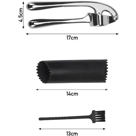 Livingandhome Set Of 3 Garlic Press With Roller Peeler And Brush - Image 5