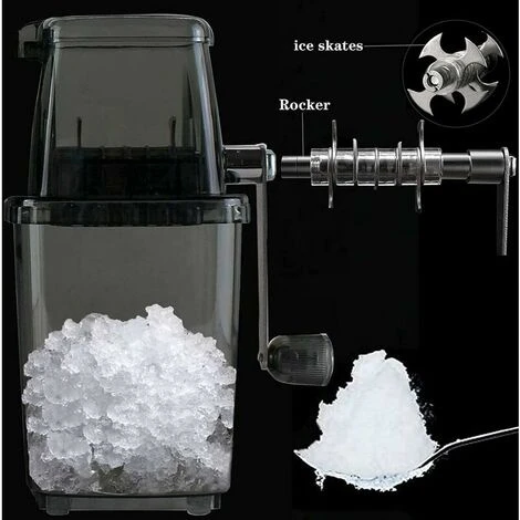 Manual Ice Crusher Rotary Ice Crusher Cocktails Slush Crushed Ice Maker Smoothies Ice Crusher Machine Home 1.25L Chrome Ice Crusher Ice Cubes Drinks Chopper Stirrer (Grey) - Image 2