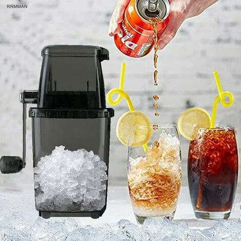 Manual Ice Crusher Rotary Ice Crusher Cocktails Slush Crushed Ice Maker Smoothies Ice Crusher Machine Home 1.25L Chrome Ice Crusher Ice Cubes Drinks Chopper Stirrer (Grey) - Image 4