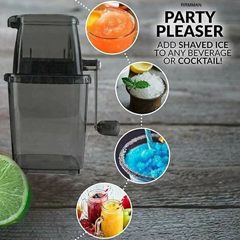 Manual Ice Crusher Rotary Ice Crusher Cocktails Slush Crushed Ice Maker Smoothies Ice Crusher Machine Home 1.25L Chrome Ice Crusher Ice Cubes Drinks Chopper Stirrer (Grey) - Image 5