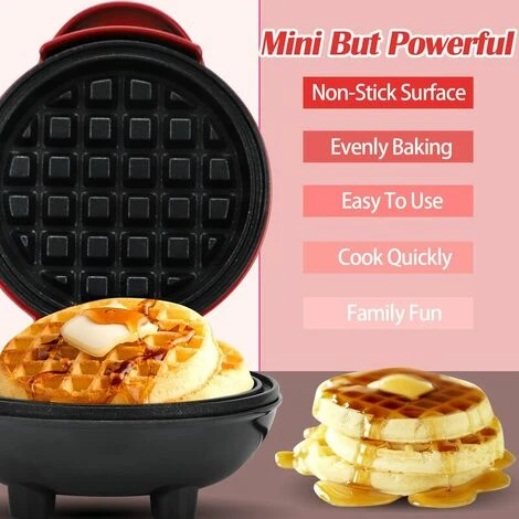 Waffle Iron Mini Waffles, Small Waffle Iron With Non-stick Coating For Classic Waffles, Waffle Iron Belgian Waffles For Children's Birthday Parties, Family Celebrations, Easter - Image 2