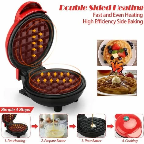 Waffle Iron Mini Waffles, Small Waffle Iron With Non-stick Coating For Classic Waffles, Waffle Iron Belgian Waffles For Children's Birthday Parties, Family Celebrations, Easter - Image 3
