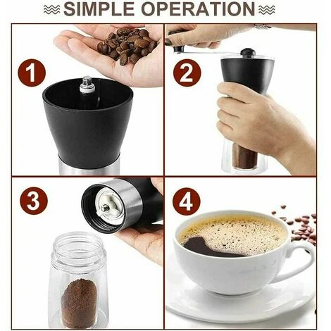 Manual Coffee Grinder, Adjustable Portable Coffee Grinder With Stainless Steel Compact Size Perfect For Travel/Camping/Office - Image 4