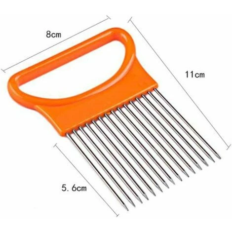 2 Pieces Onion Peeler, Stainless Steel Onion Slicing Knife Meat Needle Potato Cutter, Onion Holder Onion Slicer (Blue) - Image 2