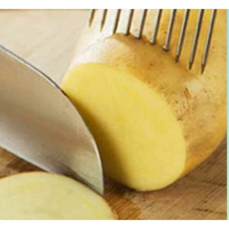 2 Pieces Onion Peeler, Stainless Steel Onion Slicing Knife Meat Needle Potato Cutter, Onion Holder Onion Slicer (Blue) - Image 4