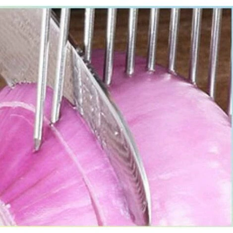 2 Pieces Onion Peeler, Stainless Steel Onion Slicing Knife Meat Needle Potato Cutter, Onion Holder Onion Slicer (Blue) - Image 5