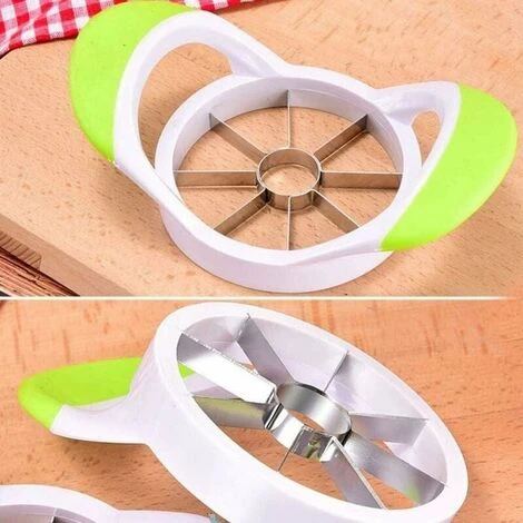 Apple Slicer, Easy Grip Slicer And Corer, 8 Stainless Steel Blade Apple Cutter, Green Handle Apple Cutter And Corer, Apple Corer And Slicer - Image 3