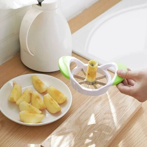 Apple Slicer, Easy Grip Slicer And Corer, 8 Stainless Steel Blade Apple Cutter, Green Handle Apple Cutter And Corer, Apple Corer And Slicer - Image 4