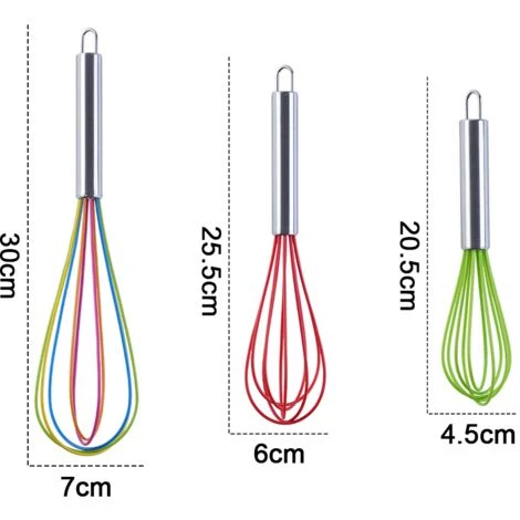 Whip Set Non-Stick, Non-Scratch, Egg Beater For Baking, Pastry, Whisking, Stirring 3 Pack - Image 2