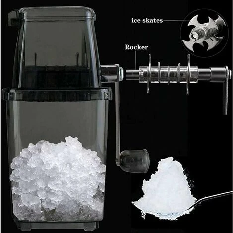 Manual Ice Crusher Rotary Ice Crusher Cocktails Slush Crushed Ice Maker Smoothies Ice Crusher Machine Home 1.25L Chrome Ice Crusher Ice Cubes Drinks Chopper Stirrer (Gray) - Image 2