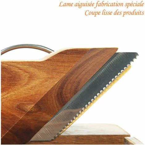 Sausage Guillotine Charcuterie Slicer In FSC Acacia Wood Stainless Steel Blade - Image 3
