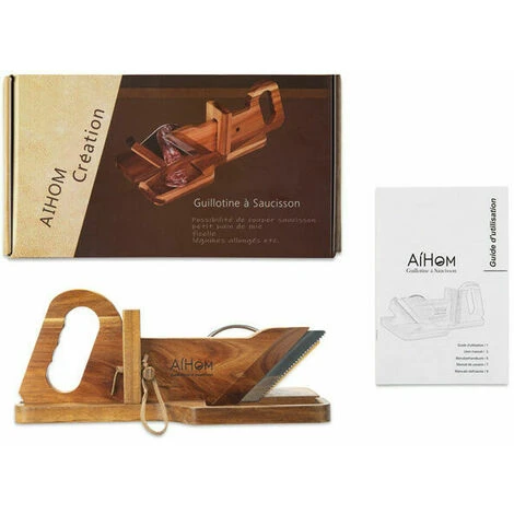 Sausage Guillotine Charcuterie Slicer In FSC Acacia Wood Stainless Steel Blade - Image 5