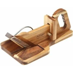 Sausage Guillotine Charcuterie Slicer Left-Handed Model In Acacia Wood FSC Stainless Steel Blade